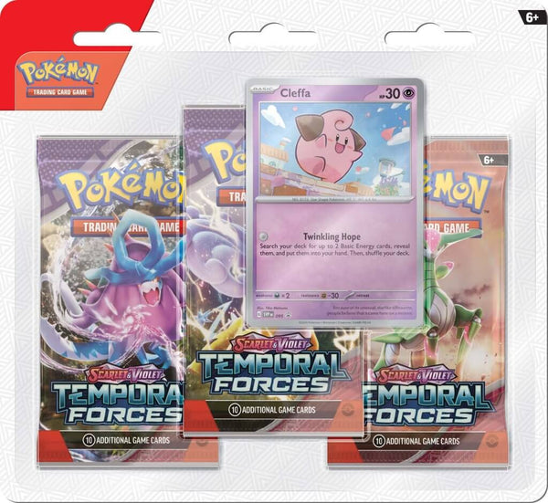 Pokemon TCG Scarlet & Violet 5 Temporal Forces - Three Booster Blister Cleffa - Super Retro
