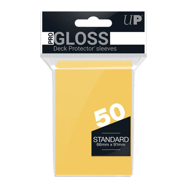 Ultra Pro Pro-Gloss Standard Deck Protector Sleeves 50 pack (Yellow) - Super Retro