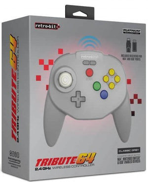 Controller - Nintendo 64 Retro-Bit Tribute (Grey) (Wireless) - Super Retro