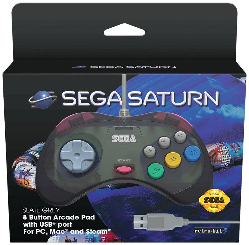 Controller - Sega Saturn USB (Licenced) (Brand New) Slate Grey - Super Retro