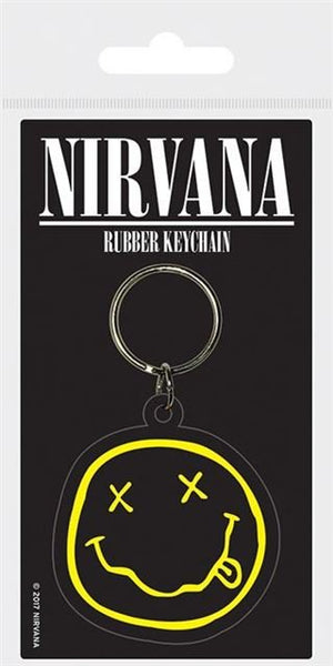 Keychain - Rubber Nirvana Smiley - Super Retro