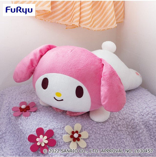 My Melody Droopy Ears Laying Down Big Plush - Super Retro