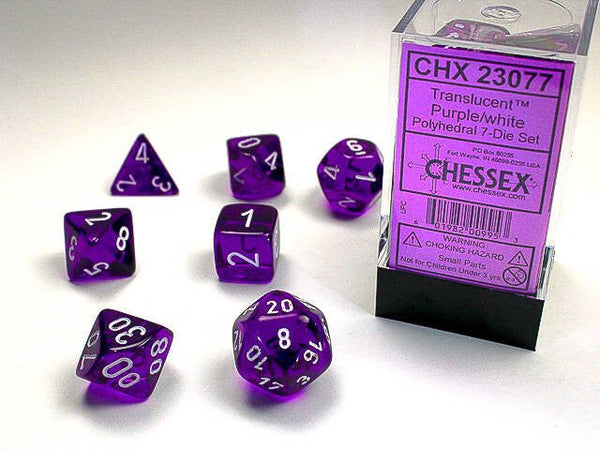 Polyhedral 7-Die Set Translucent - Purple/White - Super Retro