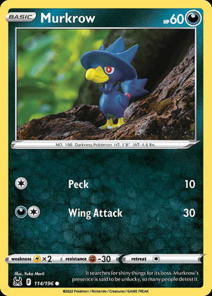 (114/196) Murkrow - Lost Origin - Super Retro