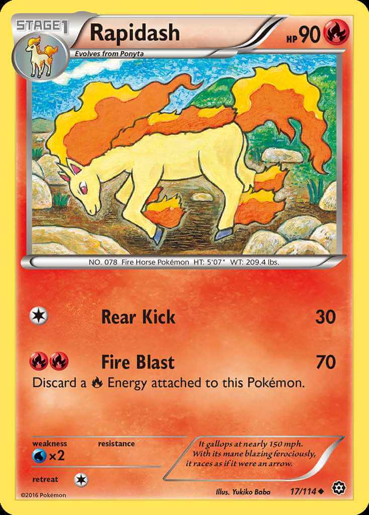 (17/114) Rapidash - Steam Siege - Super Retro - Preowned Trading Cards