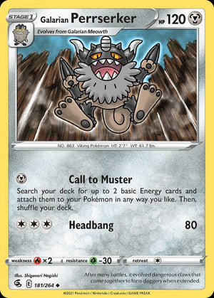(181/264) Galarian Perrserker - Fusion Strike - Super Retro