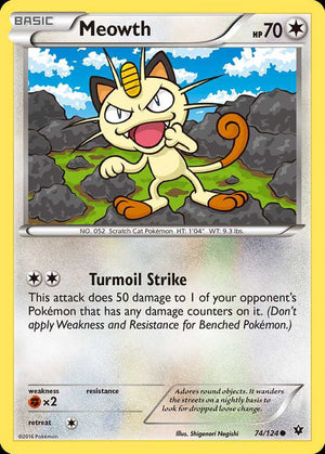 (74/124) Meowth - Fates Collide - Super Retro