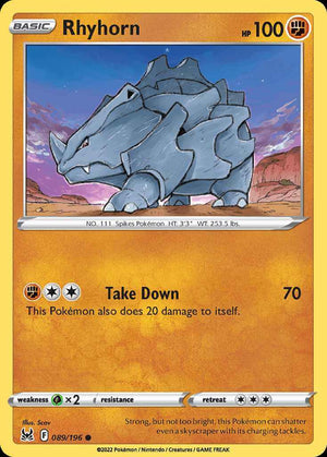 (89/196) Rhyhorn - Lost Origin - Super Retro