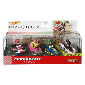 Hot Wheels Mario Kart: 4 Pack (Mario, Bowser, Luigi, Black Yoshi) - Super Retro