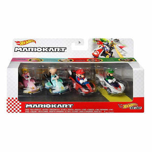 Hot Wheels Mario Kart: 4 Pack (Princess Peach, Rosalina, Mario, Luigi) - Super Retro