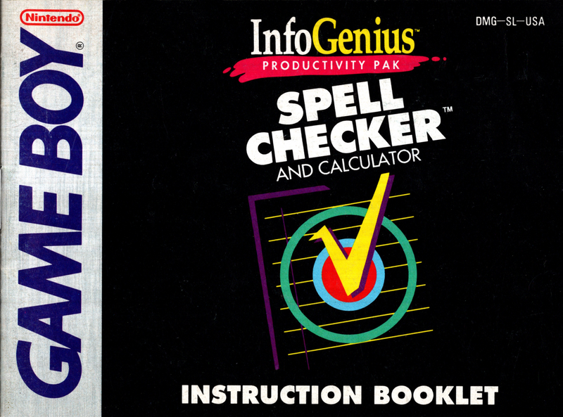 Manual - Spell Checker and Calculator - Game Boy