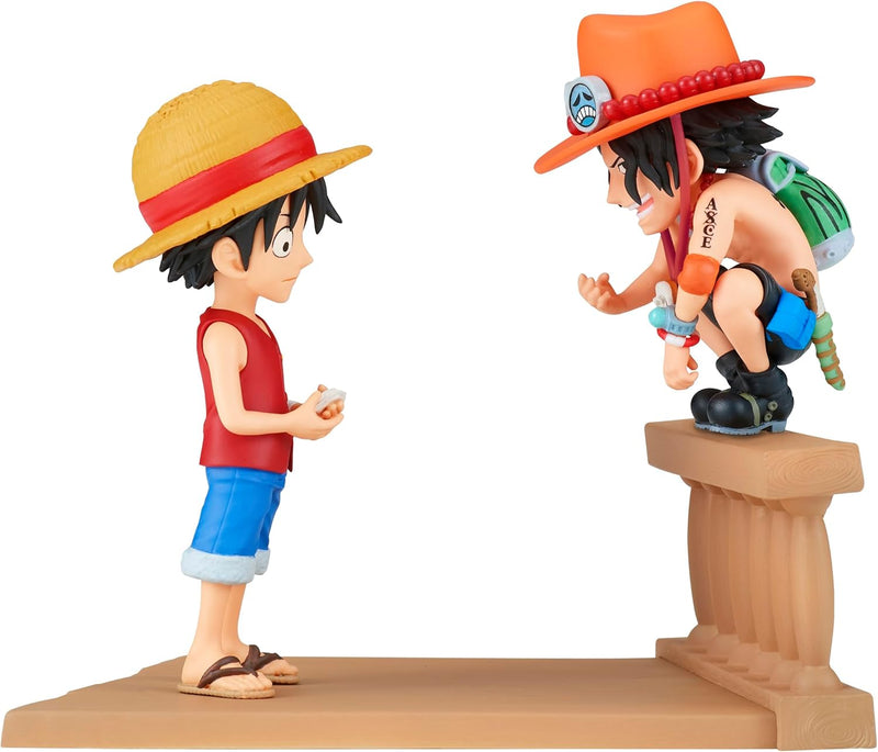 One Piece World Collectable Figure Log Stories - Monkey D. Luffy & Portgas D. Ace - Super Retro