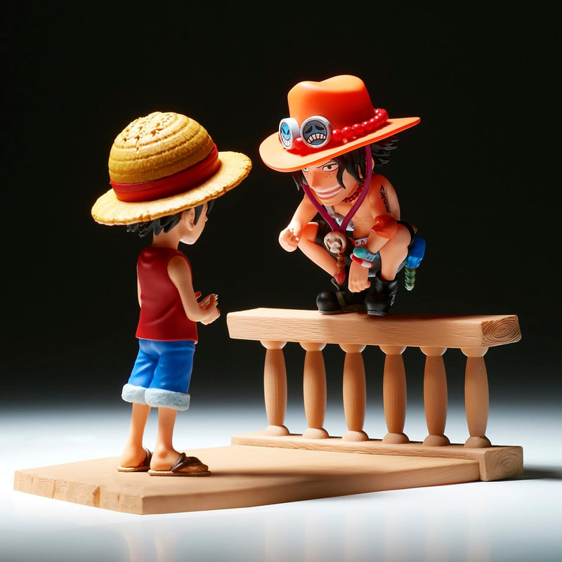 One Piece World Collectable Figure Log Stories - Monkey D. Luffy & Portgas D. Ace - Super Retro