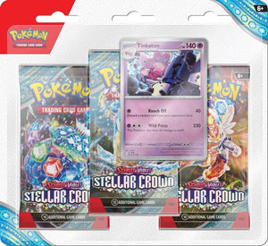 Pokemon TCG Scarlet & Violet 7 Stellar Crown - Three Booster Blister Tinkaton - Super Retro