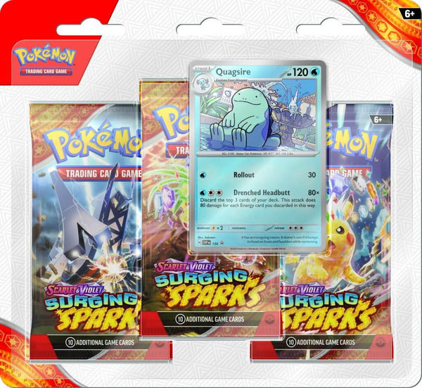 Pokemon TCG Scarlet & Violet 8 Surging Sparks - Three Booster Blister Quagsire - Super Retro