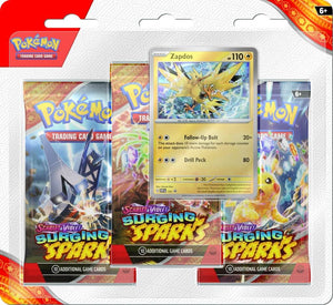 Pokemon TCG Scarlet & Violet 8 Surging Sparks - Three Booster Blister Zapdos - Super Retro