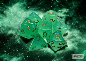 Polyhedral 7 - Die Set Borealis - Light Green/Gold - Super Retro