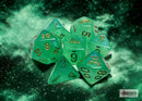 Polyhedral 7 - Die Set Borealis - Light Green/Gold - Super Retro