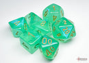 Polyhedral 7 - Die Set Borealis - Light Green/Gold - Super Retro