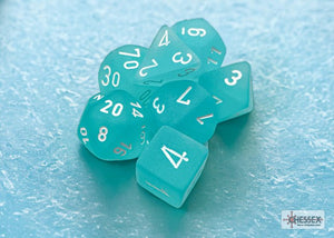 Polyhedral 7 - Die Set Frosted - Teal/White - Super Retro