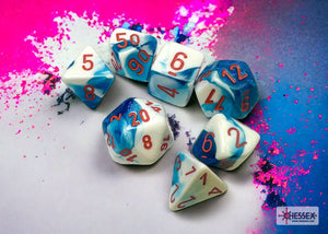 Polyhedral 7 - Die Set Gemini - Astral Blue - White/Red - Super Retro