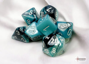 Polyhedral 7 - Die Set Gemini - Black - Shell/White - Super Retro