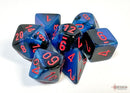 Polyhedral 7 - Die Set Gemini - Black Starlight/Red - Super Retro