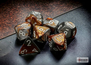 Polyhedral 7 - Die Set Gemini - Copper - Steel/White - Super Retro