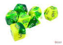 Polyhedral 7 - Die Set Gemini - Green - Yellow/Silver - Super Retro