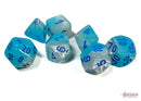 Polyhedral 7 - Die Set Gemini - Pearl Turquoise - White/Blue - Super Retro