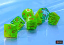 Polyhedral 7 - Die Set Gemini - Plasma Green - Teal/Orange - Super Retro