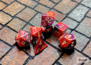 Polyhedral 7 - Die Set Gemini - Purple - Red/Gold - Super Retro