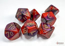 Polyhedral 7 - Die Set Gemini - Purple - Red/Gold - Super Retro