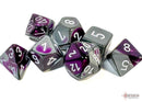 Polyhedral 7 - Die Set Gemini - Purple - Steel/White - Super Retro