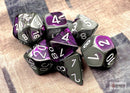Polyhedral 7 - Die Set Gemini - Purple - Steel/White - Super Retro