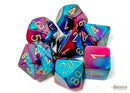 Polyhedral 7 - Die Set Gemini - Purple - Teal/Gold - Super Retro
