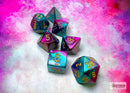 Polyhedral 7 - Die Set Gemini - Purple - Teal/Gold - Super Retro