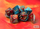 Polyhedral 7 - Die Set Gemini - Red - Teal/Gold - Super Retro