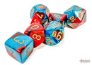 Polyhedral 7 - Die Set Gemini - Red - Teal/Gold - Super Retro