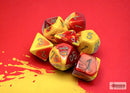 Polyhedral 7 - Die Set Gemini - Red Yellow/Silver - Super Retro