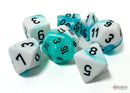 Polyhedral 7 - Die Set Gemini - Teal - White/Black - Super Retro
