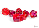 Polyhedral 7 - Die Set Gemini - Translucent Red - Violet/Gold - Super Retro