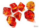Polyhedral 7 - Die Set Gemini - Translucent Red - Yellow/Gold - Super Retro
