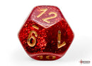 Polyhedral 7 - Die Set Glitter - Ruby/Gold - Super Retro