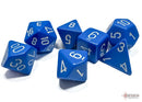 Polyhedral 7 - Die Set Opaque - Blue/White - Super Retro