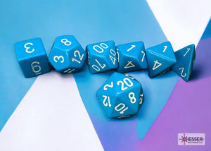 Polyhedral 7 - Die Set Opaque - Light Blue/White - Super Retro