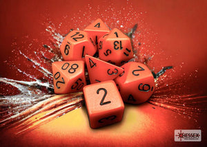 Polyhedral 7 - Die Set Opaque - Orange/Black - Super Retro