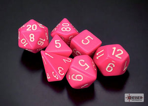 Polyhedral 7 - Die Set Opaque - Pink/White - Super Retro