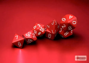 Polyhedral 7 - Die Set Opaque - Red/White - Super Retro