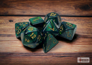 Polyhedral 7 - Die Set Scarab - Jade/Gold - Super Retro
